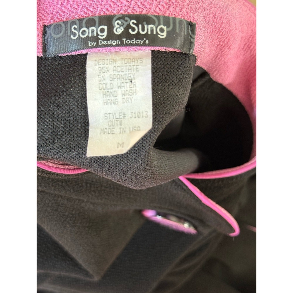 VINTAGE Song & Sung Jacket Cape Coat Shirt Pink & Black M ART To Wear Academia - Picture 5 of 5